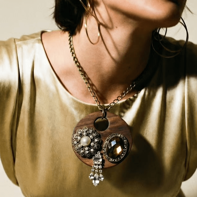Vintage Bespoke Wood Statement Necklace - Necklace