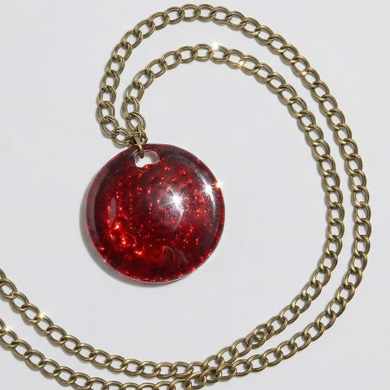 Vintage Red Disc Statement Necklace - Necklace