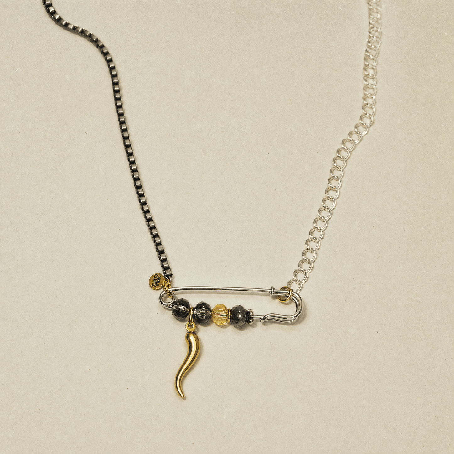 Vintage Sterling Silver Safety Pin Necklace - Necklace