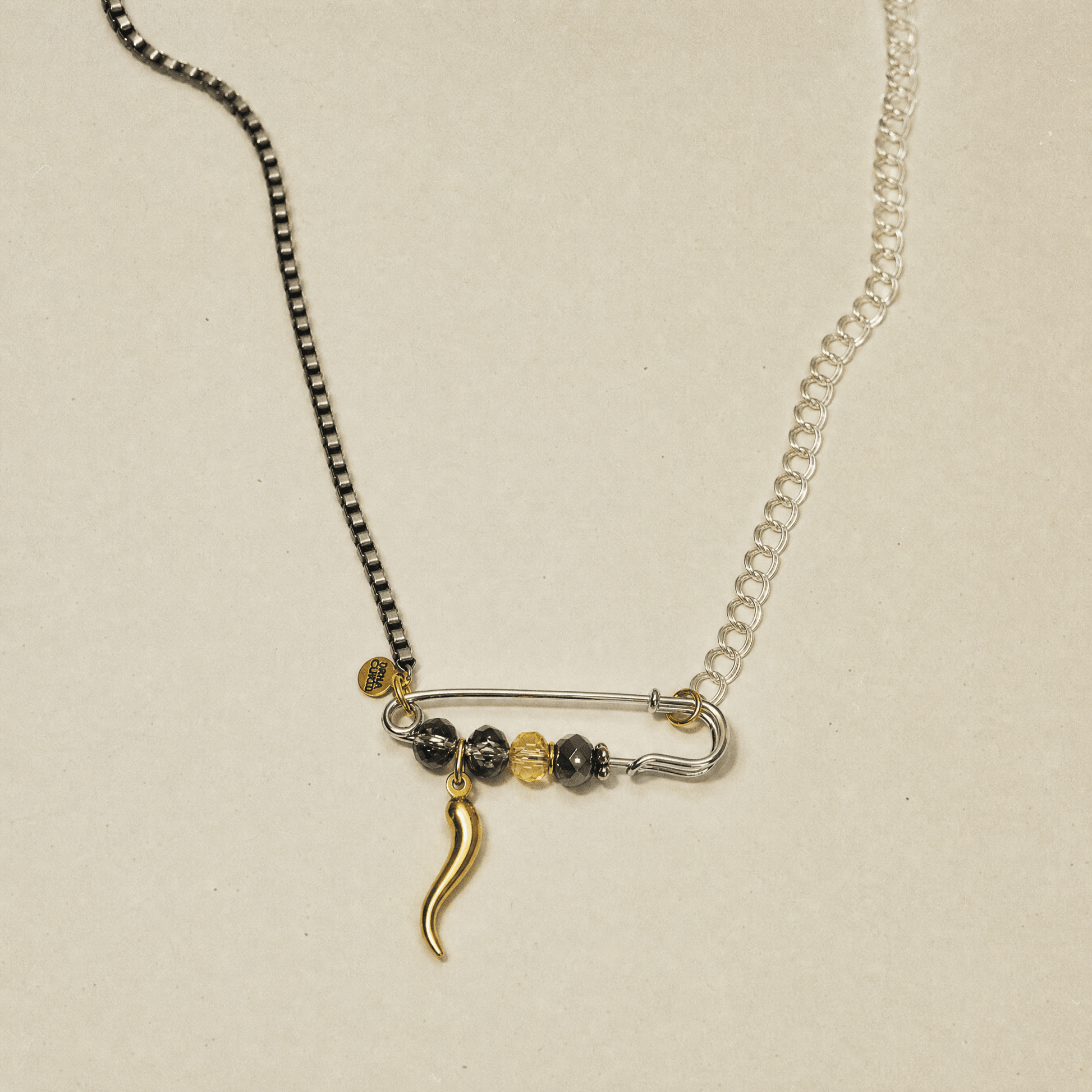 Vintage Sterling Silver Safety Pin Necklace - Necklace
