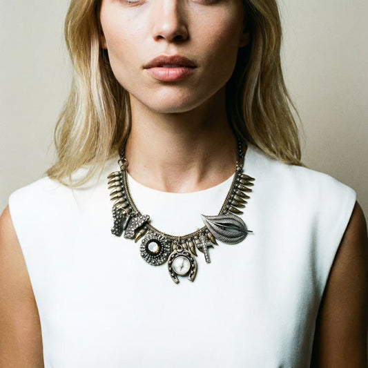 Vintage Sterling Silver Spikes Bespoke Necklace - 