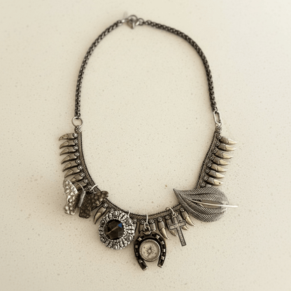 Vintage Sterling Silver Spikes Bespoke Necklace - 