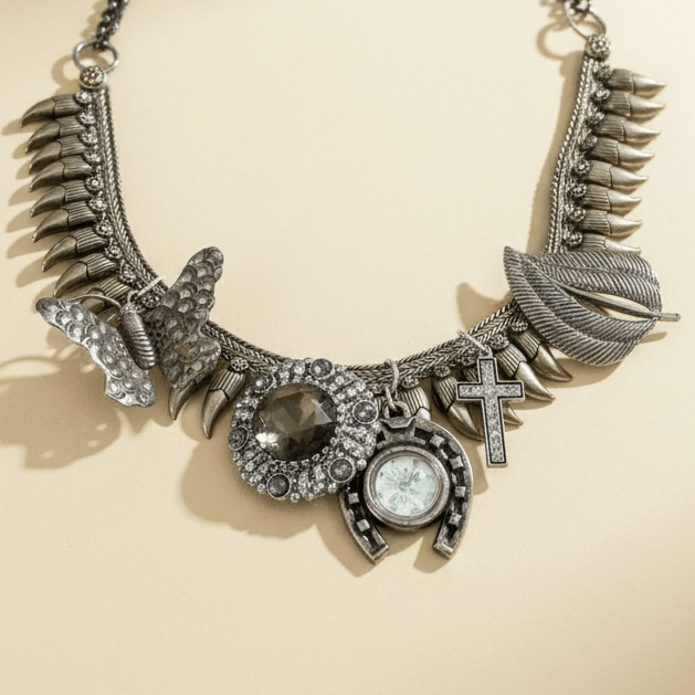 Vintage Sterling Silver Spikes Bespoke Necklace - 