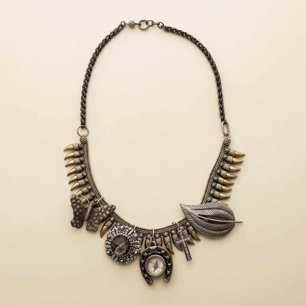 Vintage Sterling Silver Spikes Bespoke Necklace - 