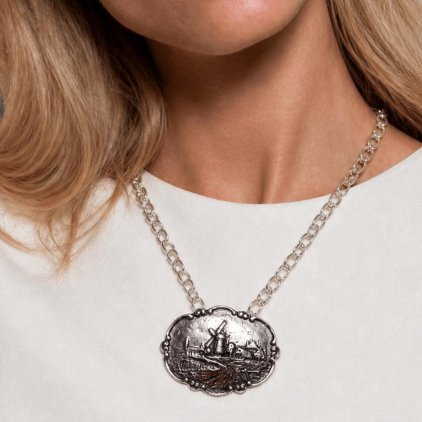 Vintage Sterling Silver Windmill Necklace - Necklace