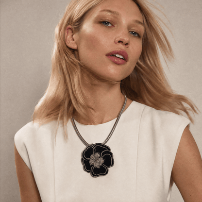 Vintage Velvet Flower Necklace - Necklace