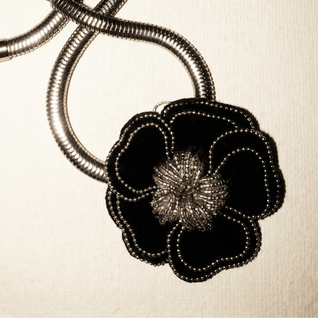 Vintage Velvet Flower Necklace - Necklace
