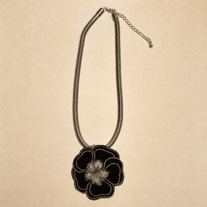 Vintage Velvet Flower Necklace - Necklace