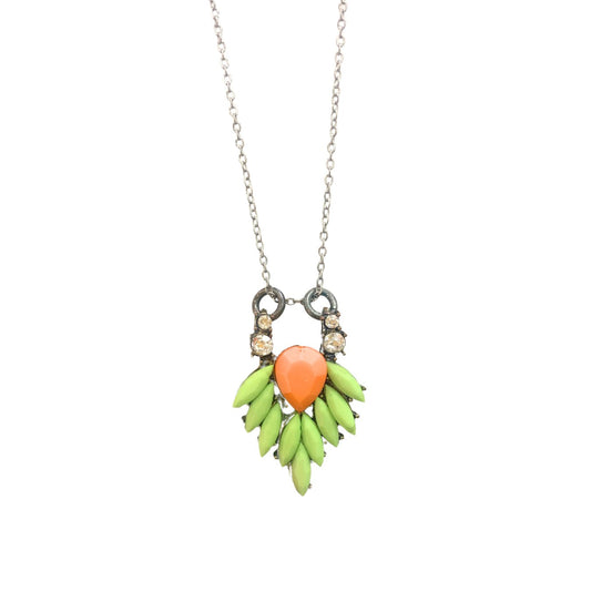 1 of 1 Vintage Lime Green and Tangerine Silver Necklace-