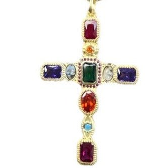 Alta Moda Gold Plated and Amethyst Cross Necklace-