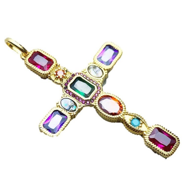 Alta Moda Gold Plated and Amethyst Cross Necklace-