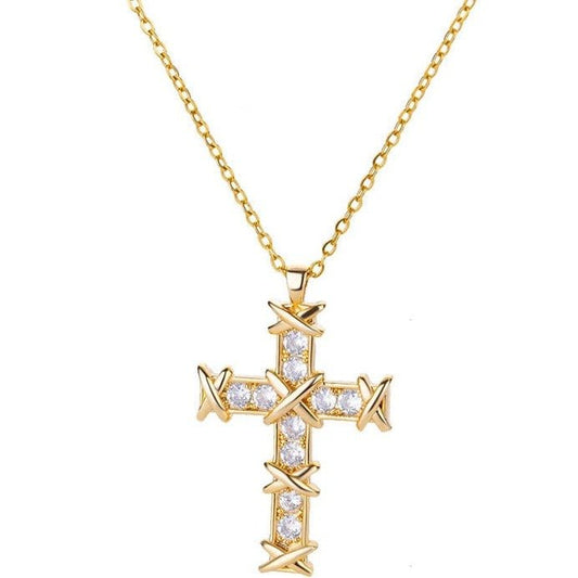 Alta Moda Gold Plated Cross Necklace-