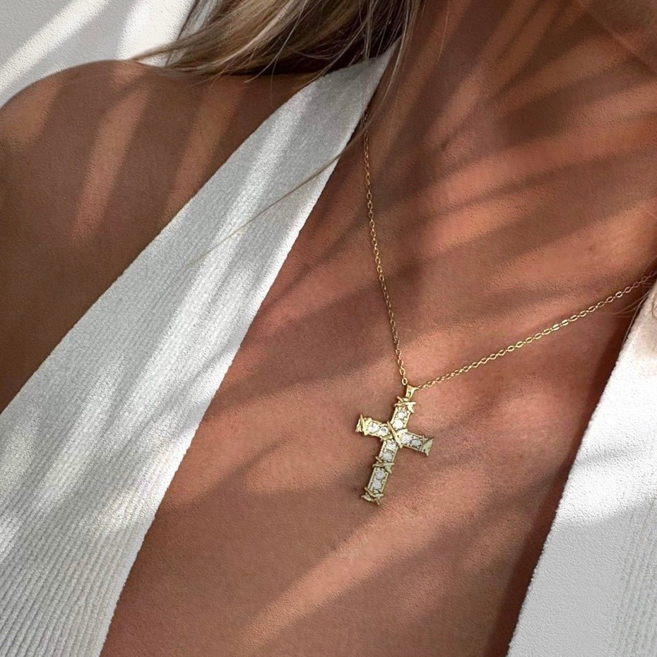 Alta Moda Gold Plated Cross Necklace-