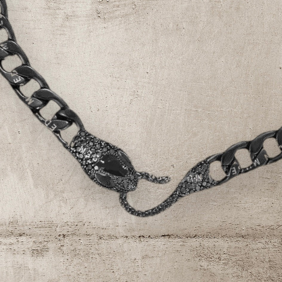 American Boy Matte Black Serpent Necklace-