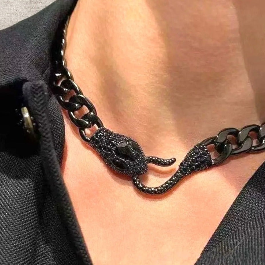 American Boy Matte Black Serpent Necklace-