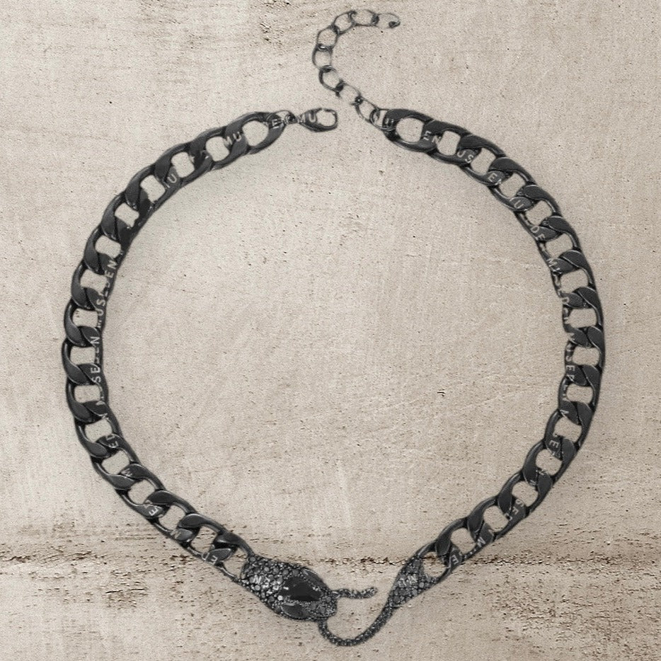 American Boy Matte Black Serpent Necklace-