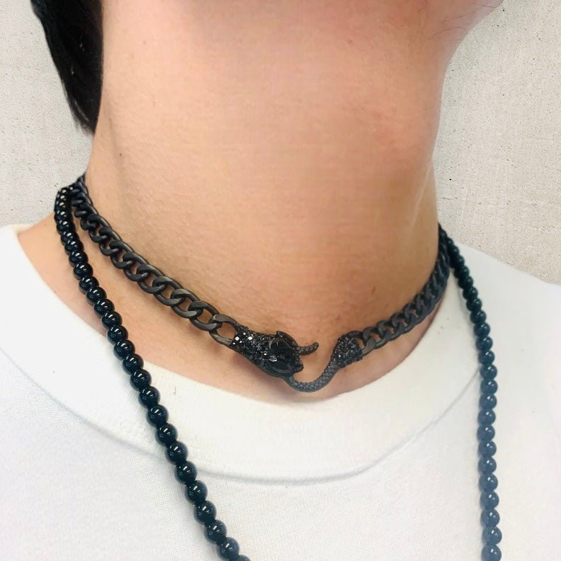 American Boy Matte Black Serpent Necklace-