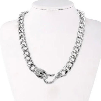 American Boy Silver Serpent Necklace-