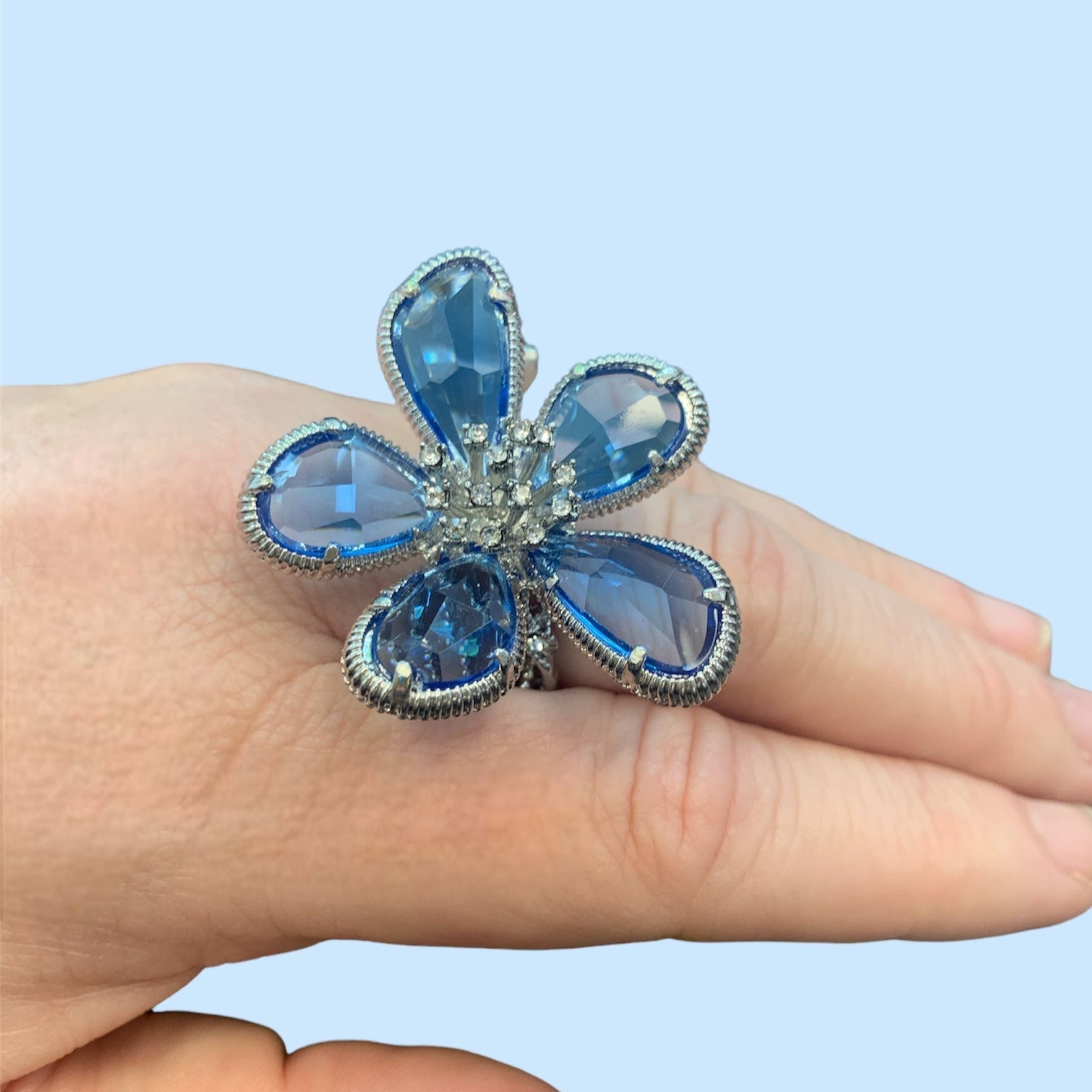 Ballroom Blitz Adjustable Blue and Silver Ring-Ring