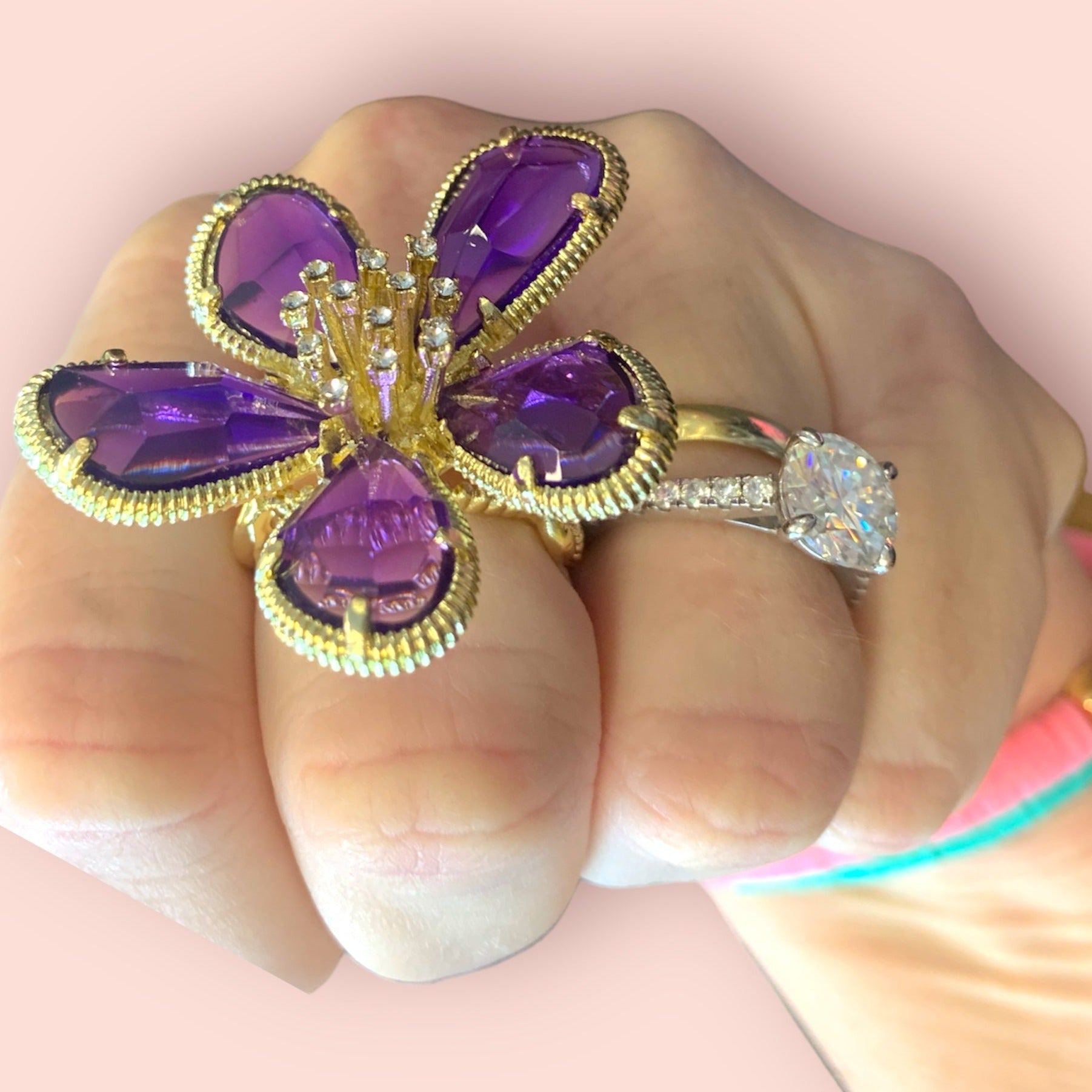 Ballroom Blitz Adjustable Gold and Purple Ring-Ring