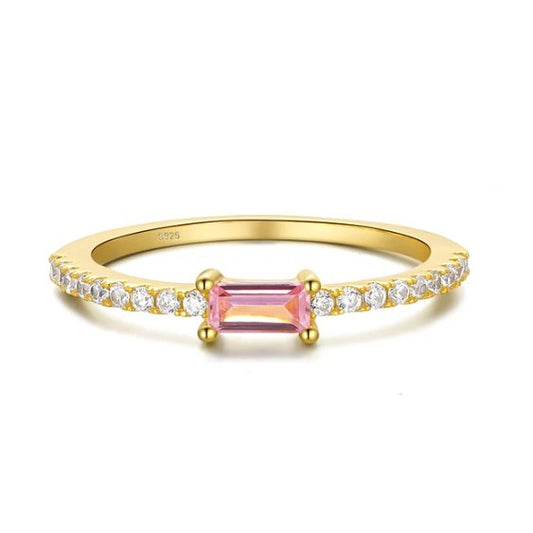 Bejewelled 18k Gold Plated Sterling Silver and Pink Ring-earrings