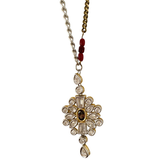 Bespoke 1 of 1 Diwali Crystal Gold Silver Long Necklace-
