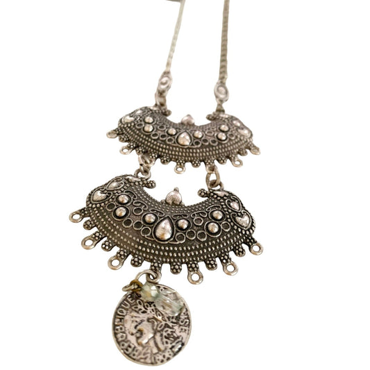 Bespoke 1 of 1 Silver Long French Coin Necklace-