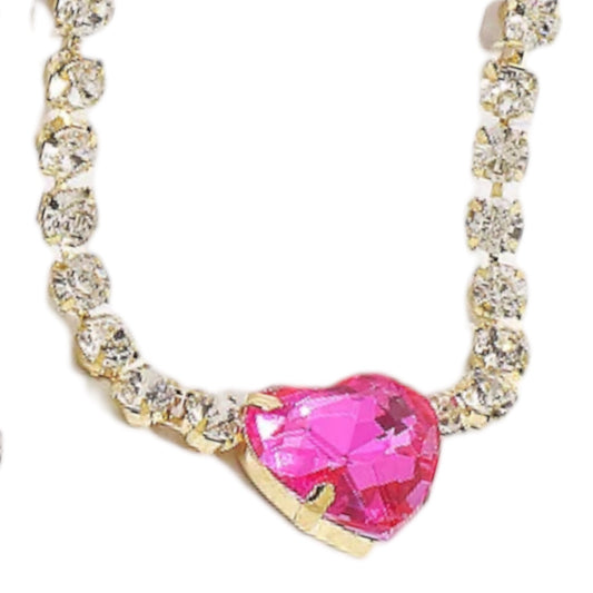 Can You Feel It Hot Pink Bling Necklace-