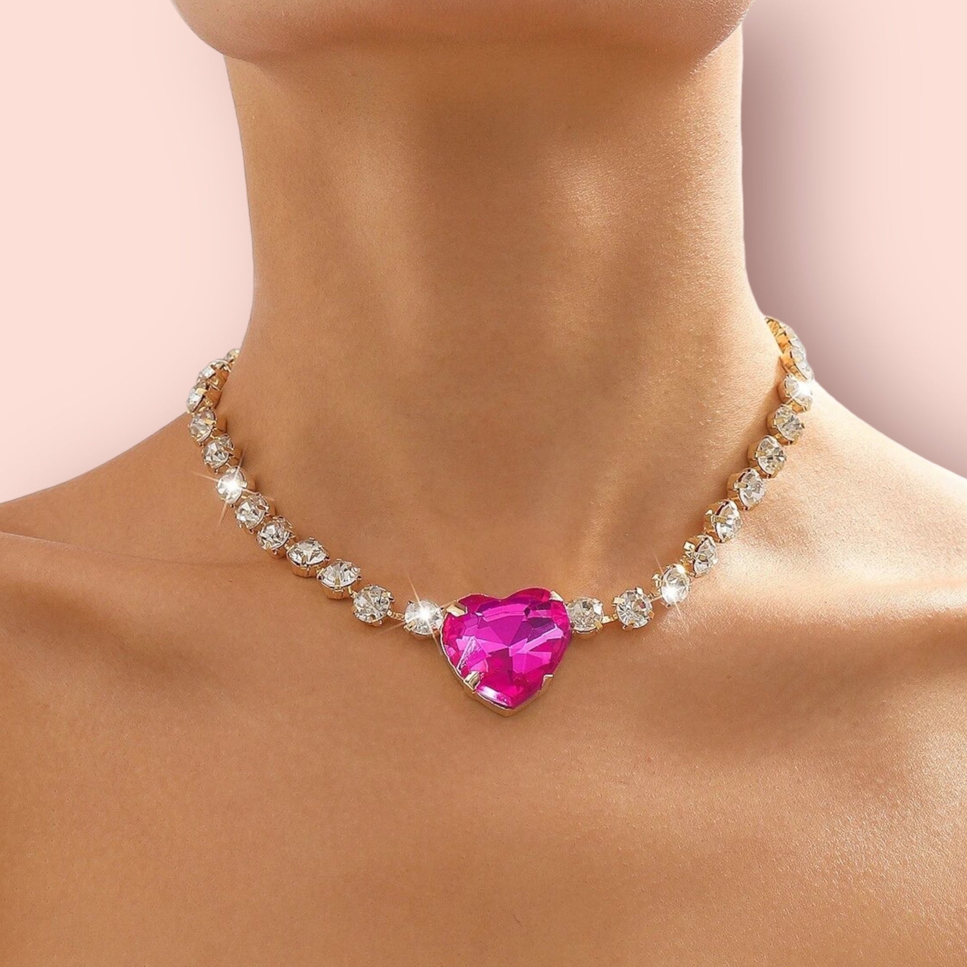 Can You Feel It Hot Pink Bling Necklace-