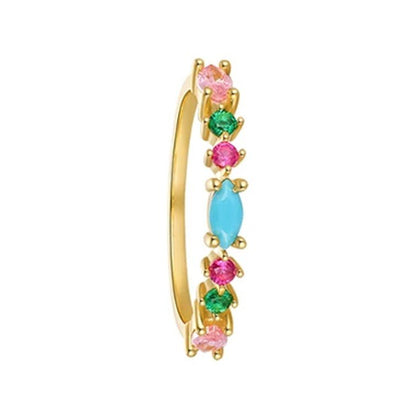 Flowers 18k Gold Plated Sterling Silver Jewelled Ring-earrings