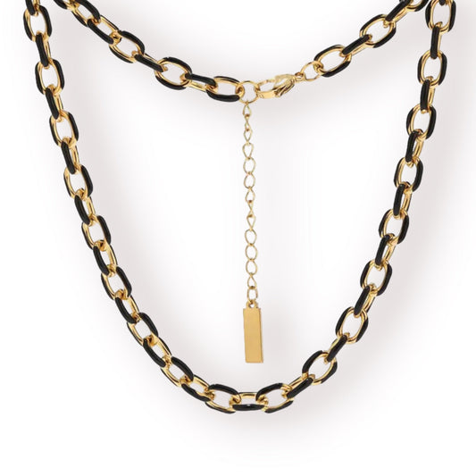 Jolene Enamel and Gold Plated Black Necklace PRE-ORDER-