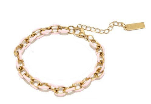 Jolene Enamel and Gold Plated Blush Bracelet-