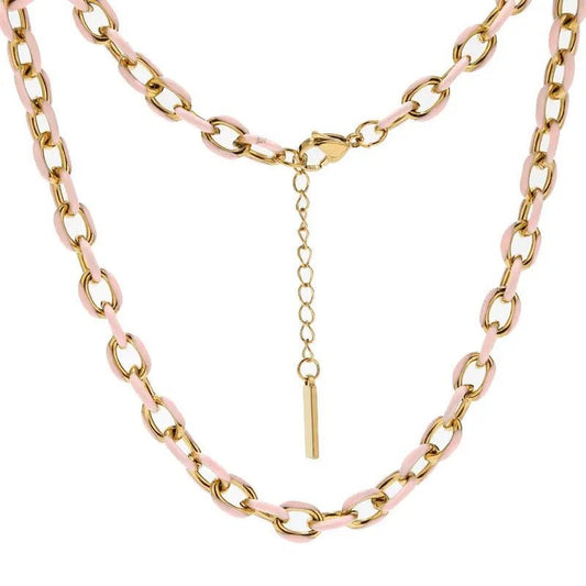 Jolene Enamel and Gold Plated Blush Necklace-