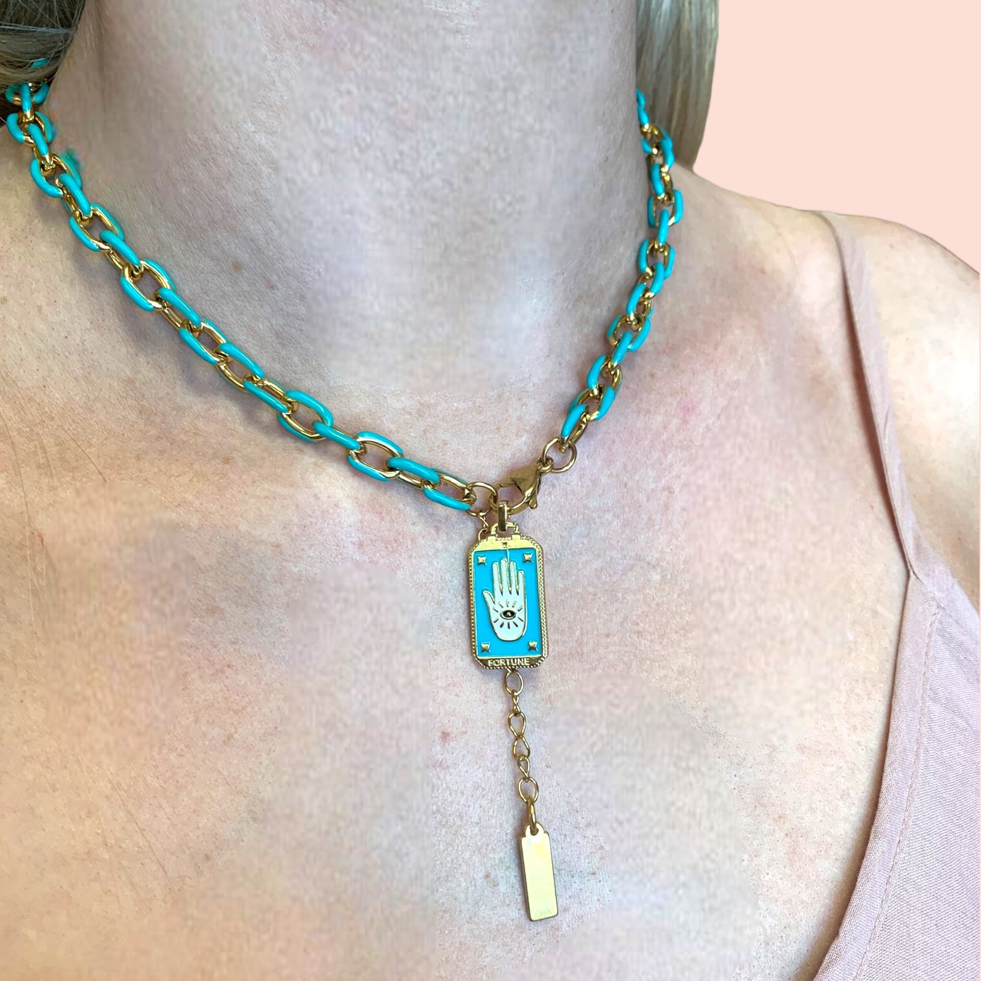 Jolene Enamel and Gold Plated Turquoise Necklace-