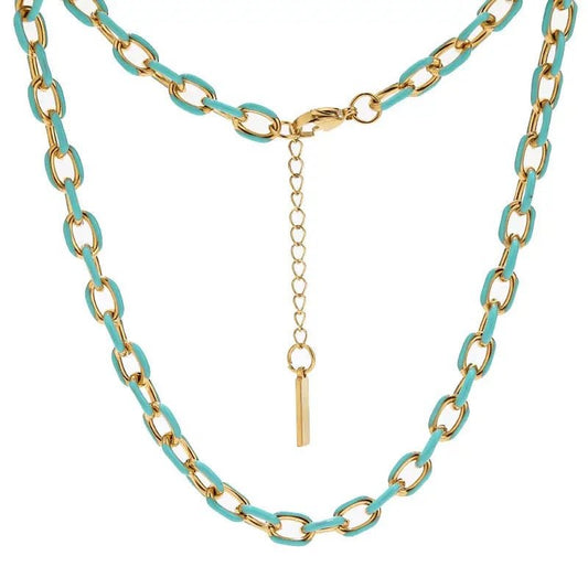 Jolene Enamel and Gold Plated Turquoise Necklace-