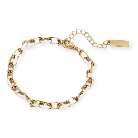 Jolene Enamel and Gold Plated White Bracelet-