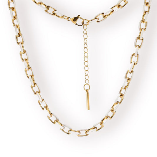Jolene Enamel and Gold Plated White Necklace-