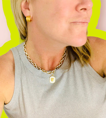 Jolene Enamel and Gold Plated White Necklace-