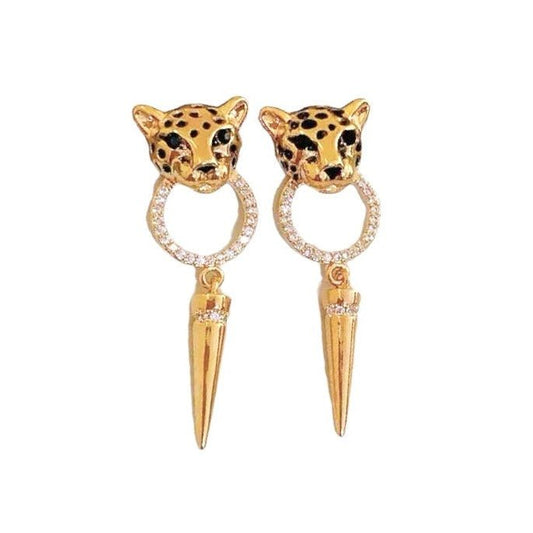 Little Leopard Gold Earrings-earrings