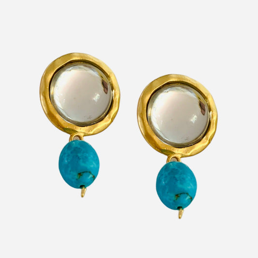 Moonlight Turquoise and Gold Earrings-