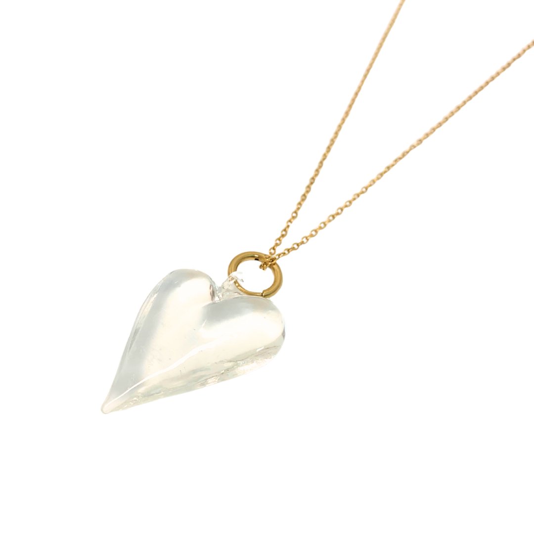 Murano Glass Heart Gold Necklace-