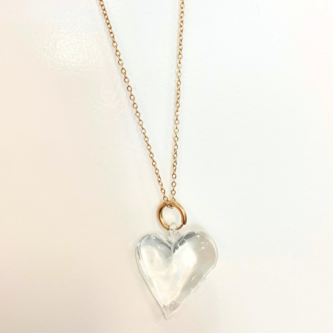 Murano Glass Heart Gold Necklace-