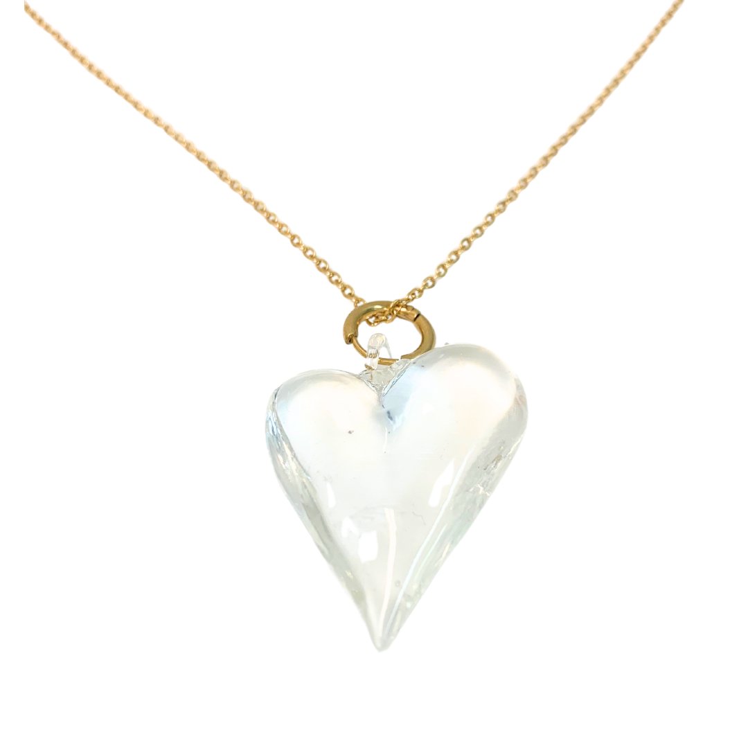 Murano Glass Heart Gold Necklace-