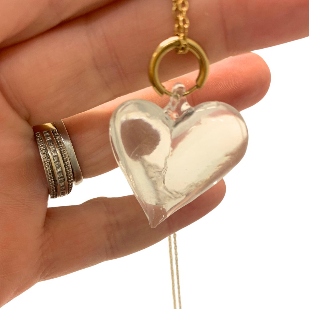 Murano Glass Heart Gold Necklace-