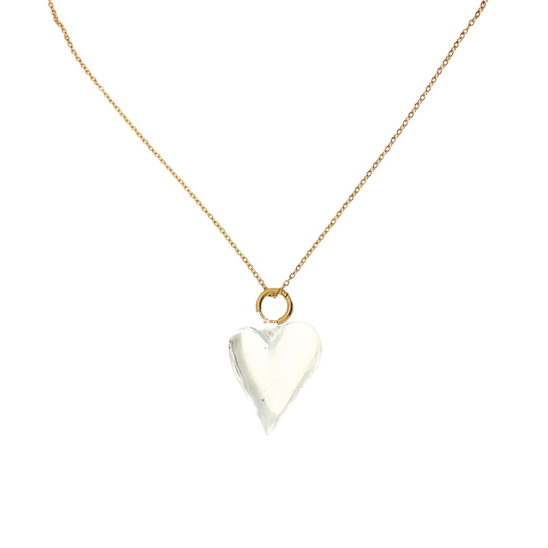 Murano Glass Heart Gold Necklace-