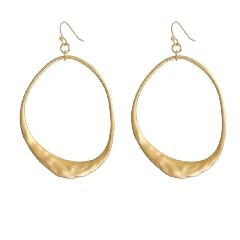 Organic Oval Gold Plated Earrings-earrings