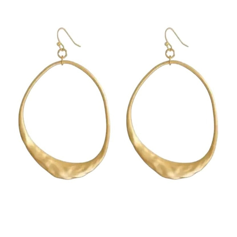 Organic Oval Gold Plated Earrings-earrings