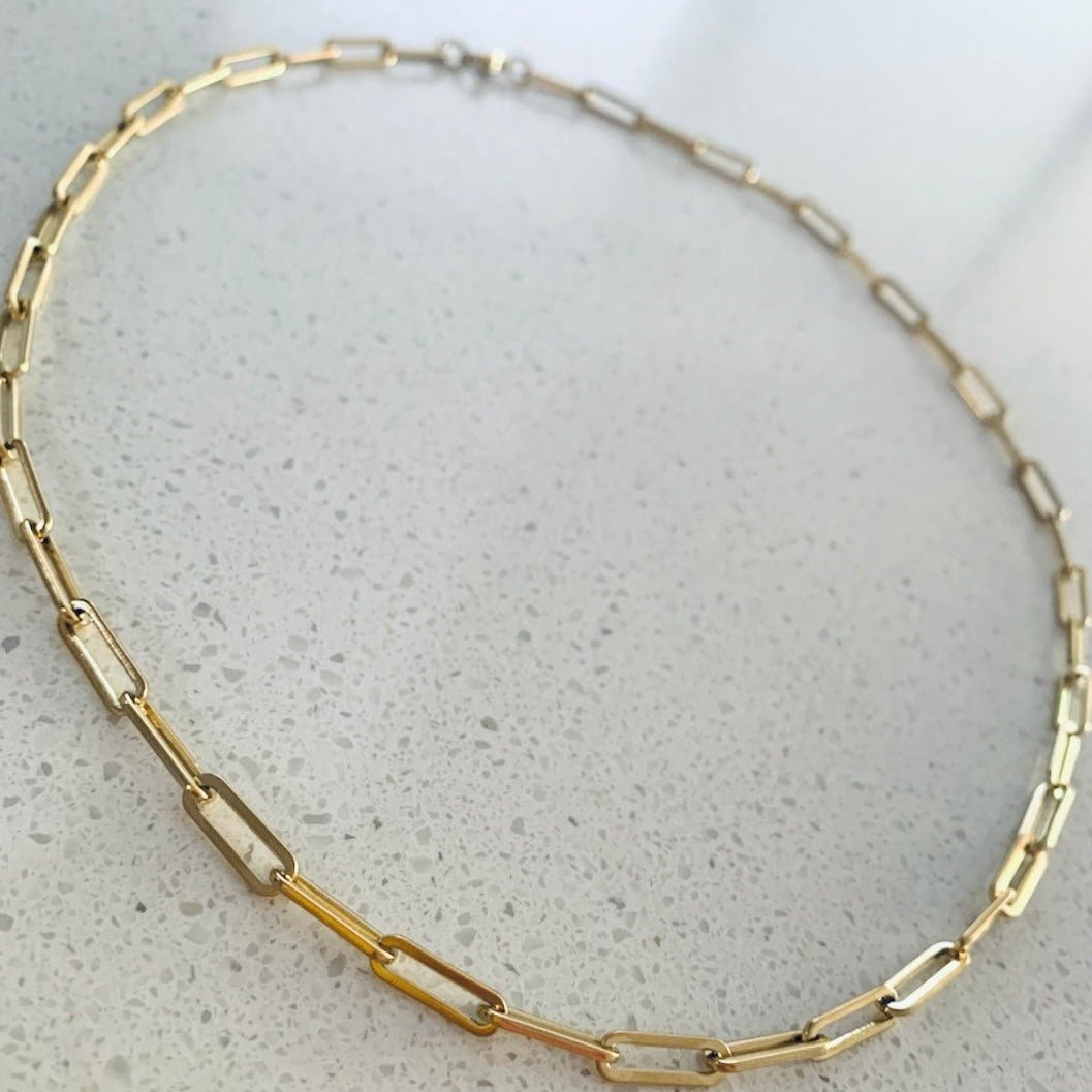 Paperclip Chain 14K Gold Plated Necklace-