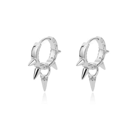 Petite Punk Silver and Diamante Earrings-