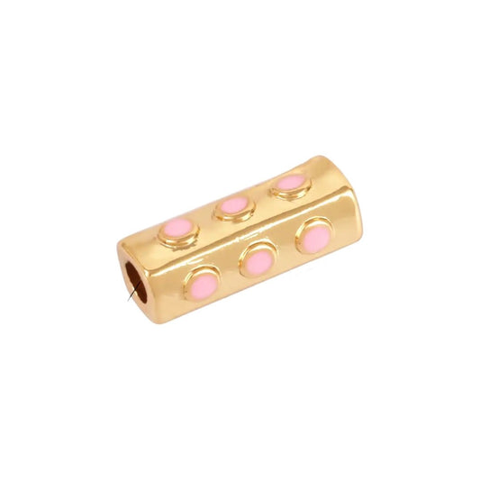 Pink Rectangle Gold Plated Charm-